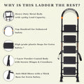 Parasnath GoUp 5 Step Foldable Steel Black Step Ladder – Heavy-Duty and Lightweight Step Ladder with Anti-Skid Wide Plastic Steps, Safety Handle, High Reach Platform for Home, Kitchen, Office, Warehouse Use - 6 Year Manufacturer Warranty - Made in India - PARASNATH