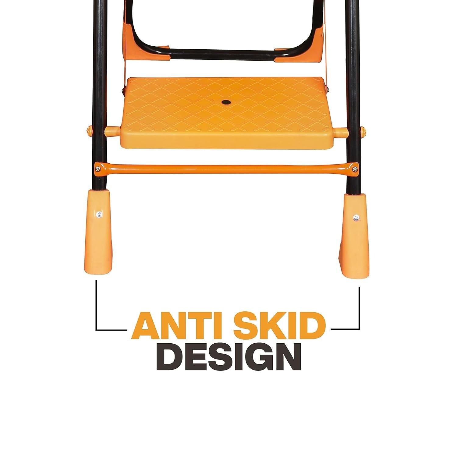 Parasnath Kohinoor 2 Step Heavy-Duty Folding Ladder – Strong Alloy Steel Step Ladder with Wide Anti-Slip Steps, 2.7 Ft Height, Rust-Resistant, Space-Saving Design for Home, Kitchen, Office & Shop Use – Made in India (Orange) - PARASNATH