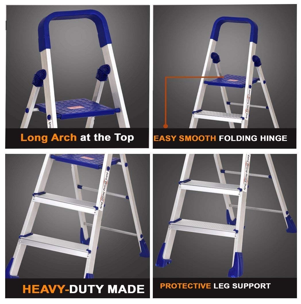 PARASNATH Aluminium Blue Heavy Folding Maple Ladder 5 Step 5.2 Ft - PARASNATH