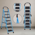 Parasnath GoUp 7 Step Foldable Steel Blue Step Ladder – Heavy-Duty and Lightweight Step Ladder with Anti-Skid Wide Plastic Steps, Safety Handle, High Reach Platform for Home, Kitchen, Office, Warehouse Use - 6 Year Manufacturer Warranty - Made in India - PARASNATH