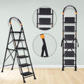 Parasnath GoUp 6 Step Foldable Steel Black Step Ladder – Heavy-Duty and Lightweight Step Ladder with Anti-Skid Wide Plastic Steps, Safety Handle, High Reach Platform for Home, Kitchen, Office, Warehouse Use - 6 Year Manufacturer Warranty - Made in India - PARASNATH