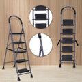 Parasnath GoUp 5 Step Foldable Steel Grey Step Ladder – Heavy-Duty and Lightweight Step Ladder with Anti-Skid Wide Plastic Steps, Safety Handle, High Reach Platform for Home, Kitchen, Office, Warehouse Use - 6 Year Manufacturer Warranty - Made in India - PARASNATH
