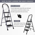 Parasnath GoUp 4 Step Foldable Steel Grey Step Ladder – Heavy-Duty and Lightweight Step Ladder with Anti-Skid Wide Plastic Steps, Safety Handle, High Reach Platform for Home, Kitchen, Office, Warehouse Use - 6 Year Manufacturer Warranty - Made in India - PARASNATH