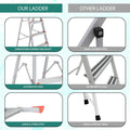 PARASNATH 6 Step EasyDay Folding Ladder – Durable Aluminium Step Ladder with Tool Tray, Non-Slip Steps, Lightweight and Compact for Home, Kitchen, Office Use – 6 Year Warranty – Made in India (Orange & Silver Color) - PARASNATH