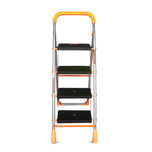 Parasnath 4 Step Orange Diamond Folding Ladder with Wide Steps 4 Steps 4.2 FT Ladder - Made in India - PARASNATH