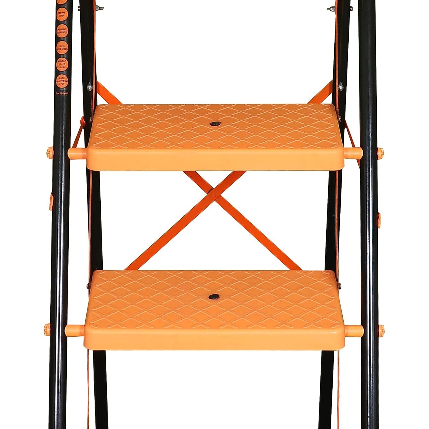 Parasnath Kohinoor 6 Step Heavy-Duty Folding Ladder – Strong Alloy Steel Step Ladder with Wide Anti-Slip Steps, 6.2 Ft Height, Rust-Resistant, Space-Saving Design for Home, Kitchen, Office & Shop Use – Made in India (Orange) - PARASNATH