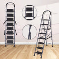 Parasnath GoUp 8 Step Foldable Steel Grey Step Ladder – Heavy-Duty and Lightweight Step Ladder with Anti-Skid Wide Plastic Steps, Safety Handle, High Reach Platform for Home, Kitchen, Office, Warehouse Use - 6 Year Manufacturer Warranty - Made in India - PARASNATH