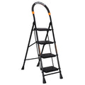 Parasnath GoUp 4 Step Foldable Steel Black Step Ladder – Heavy-Duty and Lightweight Step Ladder with Anti-Skid Wide Plastic Steps, Safety Handle, High Reach Platform for Home, Kitchen, Office, Warehouse Use - 6 Year Manufacturer Warranty - Made in India - PARASNATH