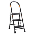 Parasnath GoUp 3 Step Foldable Steel Black Step Ladder – Heavy-Duty and Lightweight Step Ladder with Anti-Skid Wide Plastic Steps, Safety Handle, High Reach Platform for Home, Kitchen, Office, Warehouse Use - 6 Year Manufacturer Warranty - Made in India - PARASNATH