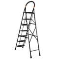 Parasnath GoUp 7 Step Foldable Steel Black Step Ladder – Heavy-Duty and Lightweight Step Ladder with Anti-Skid Wide Plastic Steps, Safety Handle, High Reach Platform for Home, Kitchen, Office, Warehouse Use - 6 Year Manufacturer Warranty - Made in India - PARASNATH