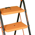 Parasnath Kohinoor 3 Step Heavy-Duty Folding Ladder – Strong Alloy Steel Step Ladder with Wide Anti-Slip Steps, 3.2 Ft Height, Rust-Resistant, Space-Saving Design for Home, Kitchen, Office & Shop Use – Made in India (Orange) - PARASNATH