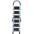 Parasnath GoUp 6 Step Foldable Steel Blue Step Ladder – Heavy-Duty and Lightweight Step Ladder with Anti-Skid Wide Plastic Steps, Safety Handle, High Reach Platform for Home, Kitchen, Office, Warehouse Use - 6 Year Manufacturer Warranty - Made in India - PARASNATH