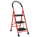 Parasnath GoUp 3 Step Foldable Steel Red Step Ladder – Heavy-Duty and Lightweight Step Ladder with Anti-Skid Wide Plastic Steps, Safety Handle, High Reach Platform for Home, Kitchen, Office, Warehouse Use - 6 Year Manufacturer Warranty - Made in India - PARASNATH