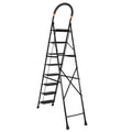 Parasnath GoUp 8 Step Foldable Steel Black Step Ladder – Heavy-Duty and Lightweight Step Ladder with Anti-Skid Wide Plastic Steps, Safety Handle, High Reach Platform for Home, Kitchen, Office, Warehouse Use - 6 Year Manufacturer Warranty - Made in India - PARASNATH