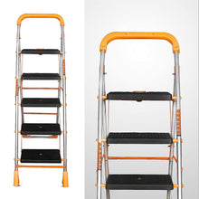 Load image into Gallery viewer, Parasnath Orange Diamond Folding Ladder with Wide Steps 5 Steps 5.1 FT Ladder - Made in India - PARASNATH
