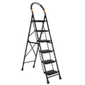 Parasnath GoUp 6 Step Foldable Steel Black Step Ladder – Heavy-Duty and Lightweight Step Ladder with Anti-Skid Wide Plastic Steps, Safety Handle, High Reach Platform for Home, Kitchen, Office, Warehouse Use - 6 Year Manufacturer Warranty - Made in India - PARASNATH