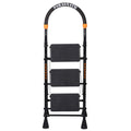 Parasnath GoUp 3 Step Foldable Steel Black Step Ladder – Heavy-Duty and Lightweight Step Ladder with Anti-Skid Wide Plastic Steps, Safety Handle, High Reach Platform for Home, Kitchen, Office, Warehouse Use - 6 Year Manufacturer Warranty - Made in India - PARASNATH