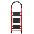Parasnath GoUp 3 Step Foldable Steel Red Step Ladder – Heavy-Duty and Lightweight Step Ladder with Anti-Skid Wide Plastic Steps, Safety Handle, High Reach Platform for Home, Kitchen, Office, Warehouse Use - 6 Year Manufacturer Warranty - Made in India - PARASNATH