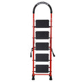 Parasnath GoUp 5 Step Foldable Steel Red Step Ladder – Heavy-Duty and Lightweight Step Ladder with Anti-Skid Wide Plastic Steps, Safety Handle, High Reach Platform for Home, Kitchen, Office, Warehouse Use - 6 Year Manufacturer Warranty - Made in India - PARASNATH