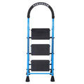 Parasnath GoUp 3 Step Foldable Steel Blue Step Ladder – Heavy-Duty and Lightweight Step Ladder with Anti-Skid Wide Plastic Steps, Safety Handle, High Reach Platform for Home, Kitchen, Office, Warehouse Use - 6 Year Manufacturer Warranty - Made in India - PARASNATH