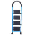 Parasnath GoUp 4 Step Foldable Steel Blue Step Ladder – Heavy-Duty and Lightweight Step Ladder with Anti-Skid Wide Plastic Steps, Safety Handle, High Reach Platform for Home, Kitchen, Office, Warehouse Use - 6 Year Manufacturer Warranty - Made in India - PARASNATH