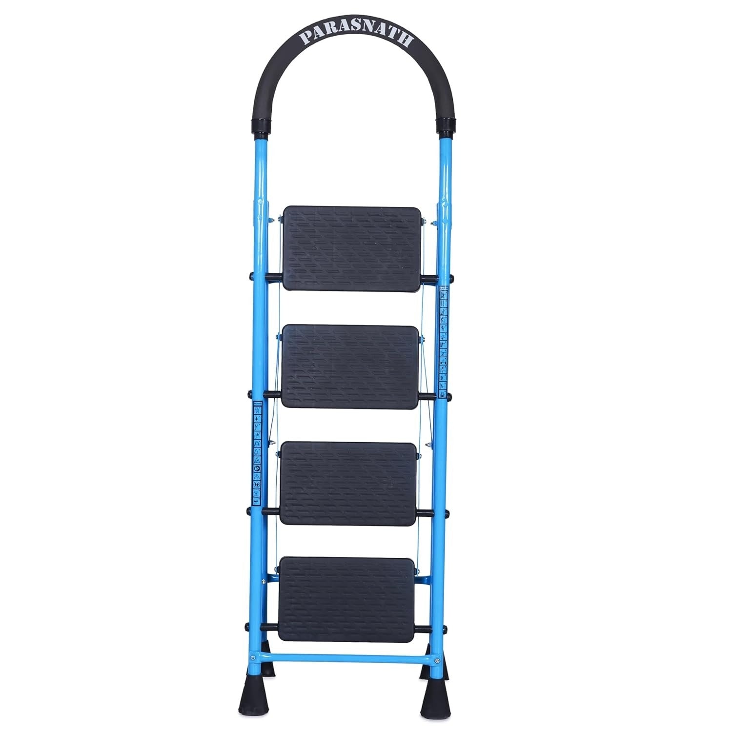 Parasnath GoUp 4 Step Foldable Steel Blue Step Ladder – Heavy-Duty and Lightweight Step Ladder with Anti-Skid Wide Plastic Steps, Safety Handle, High Reach Platform for Home, Kitchen, Office, Warehouse Use - 6 Year Manufacturer Warranty - Made in India - PARASNATH