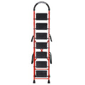 Parasnath GoUp 7 Step Foldable Steel Red Step Ladder – Heavy-Duty and Lightweight Step Ladder with Anti-Skid Wide Plastic Steps, Safety Handle, High Reach Platform for Home, Kitchen, Office, Warehouse Use - 6 Year Manufacturer Warranty - Made in India - PARASNATH