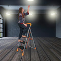 Parasnath 4 Step Orange Diamond Folding Ladder with Wide Steps 4 Steps 4.2 FT Ladder - Made in India - PARASNATH