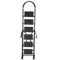 Parasnath GoUp 6 Step Foldable Steel Black Step Ladder – Heavy-Duty and Lightweight Step Ladder with Anti-Skid Wide Plastic Steps, Safety Handle, High Reach Platform for Home, Kitchen, Office, Warehouse Use - 6 Year Manufacturer Warranty - Made in India - PARASNATH
