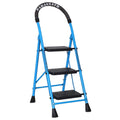 Parasnath GoUp 3 Step Foldable Steel Blue Step Ladder – Heavy-Duty and Lightweight Step Ladder with Anti-Skid Wide Plastic Steps, Safety Handle, High Reach Platform for Home, Kitchen, Office, Warehouse Use - 6 Year Manufacturer Warranty - Made in India - PARASNATH