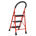 Parasnath GoUp 3 Step Foldable Steel Red Step Ladder – Heavy-Duty and Lightweight Step Ladder with Anti-Skid Wide Plastic Steps, Safety Handle, High Reach Platform for Home, Kitchen, Office, Warehouse Use - 6 Year Manufacturer Warranty - Made in India - PARASNATH