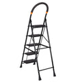 Parasnath GoUp 5 Step Foldable Steel Black Step Ladder – Heavy-Duty and Lightweight Step Ladder with Anti-Skid Wide Plastic Steps, Safety Handle, High Reach Platform for Home, Kitchen, Office, Warehouse Use - 6 Year Manufacturer Warranty - Made in India - PARASNATH