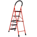 Parasnath GoUp 5 Step Foldable Steel Red Step Ladder – Heavy-Duty and Lightweight Step Ladder with Anti-Skid Wide Plastic Steps, Safety Handle, High Reach Platform for Home, Kitchen, Office, Warehouse Use - 6 Year Manufacturer Warranty - Made in India - PARASNATH