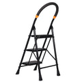 Parasnath GoUp 3 Step Foldable Steel Black Step Ladder – Heavy-Duty and Lightweight Step Ladder with Anti-Skid Wide Plastic Steps, Safety Handle, High Reach Platform for Home, Kitchen, Office, Warehouse Use - 6 Year Manufacturer Warranty - Made in India - PARASNATH