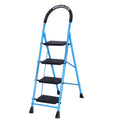 Parasnath GoUp 4 Step Foldable Steel Blue Step Ladder – Heavy-Duty and Lightweight Step Ladder with Anti-Skid Wide Plastic Steps, Safety Handle, High Reach Platform for Home, Kitchen, Office, Warehouse Use - 6 Year Manufacturer Warranty - Made in India - PARASNATH