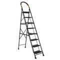 Parasnath GoUp 8 Step Foldable Steel Black Step Ladder – Heavy-Duty and Lightweight Step Ladder with Anti-Skid Wide Plastic Steps, Safety Handle, High Reach Platform for Home, Kitchen, Office, Warehouse Use - 6 Year Manufacturer Warranty - Made in India - PARASNATH
