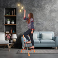 Parasnath Orange Diamond Folding Alloy Steel Ladder with Wide Steps 2 Steps 2.7 FT Ladder (Made in India) - PARASNATH