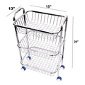 Parasnath Mirror Finish 3 Shelf Square Vegetable and Fruit Trolley, 3 Stand- 28 inch - PARASNATH
