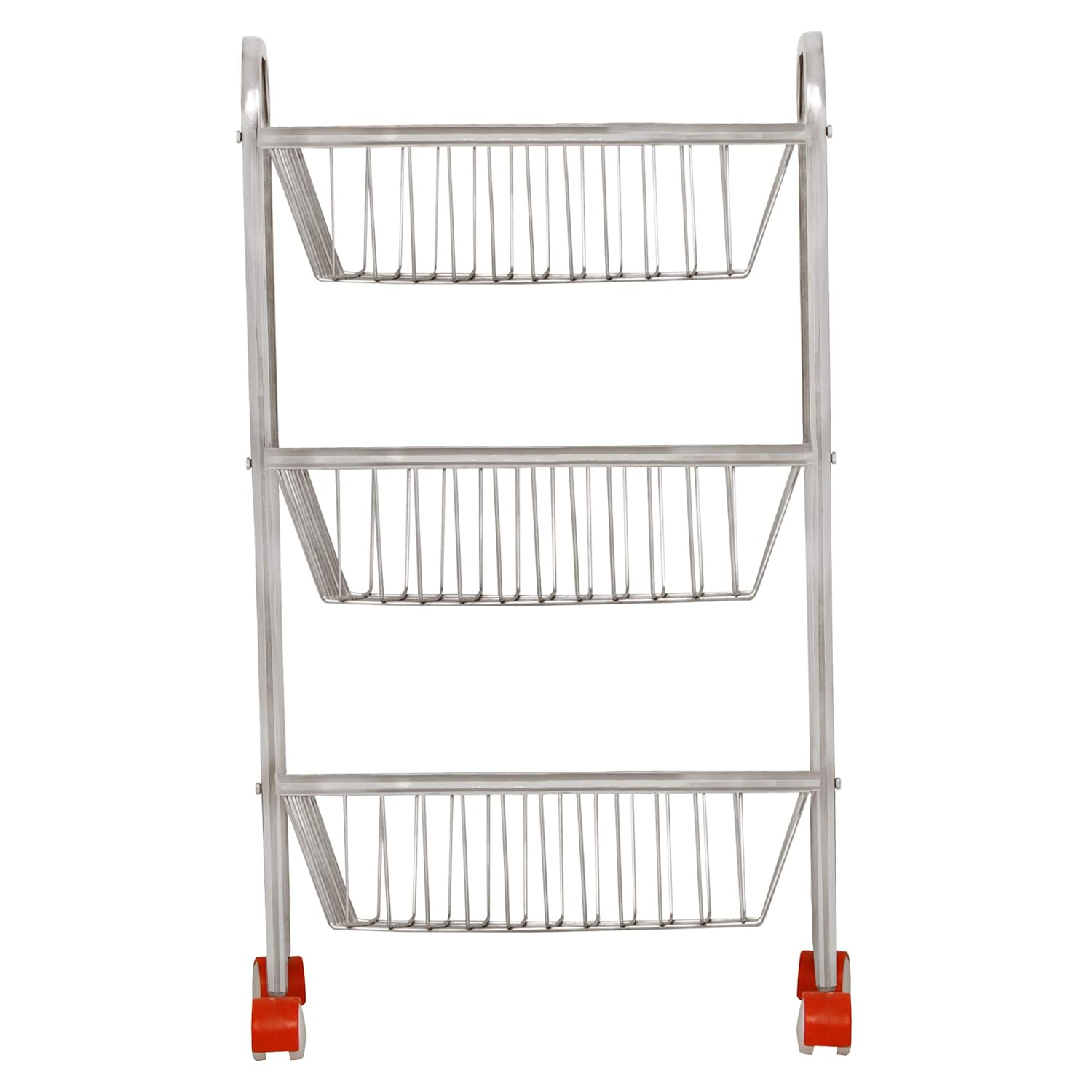 Parasnath Mirror Finish 3 Shelf Square Vegetable and Fruit Trolley, 3 Stand- 28 inch - PARASNATH