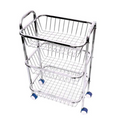 Parasnath Mirror Finish 3 Shelf Square Vegetable and Fruit Trolley, 3 Stand- 28 inch - PARASNATH