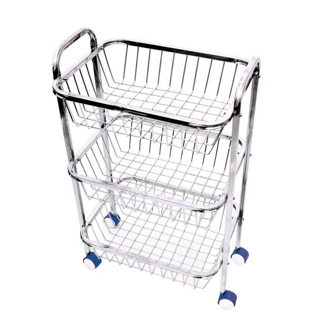 Parasnath Mirror Finish 3 Shelf Square Vegetable and Fruit Trolley, 3 Stand- 28 inch - PARASNATH