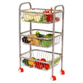 Parasnath Mirror Finish 3 Shelf Square Vegetable and Fruit Trolley, 3 Stand- 28 inch - PARASNATH