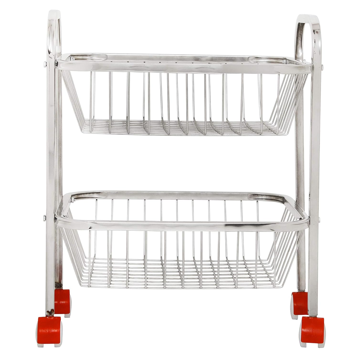 Parasnath Mirror Finish 2 Shelf Square Vegetable and Fruit Trolley, 2 Stand- 18 inch - PARASNATH