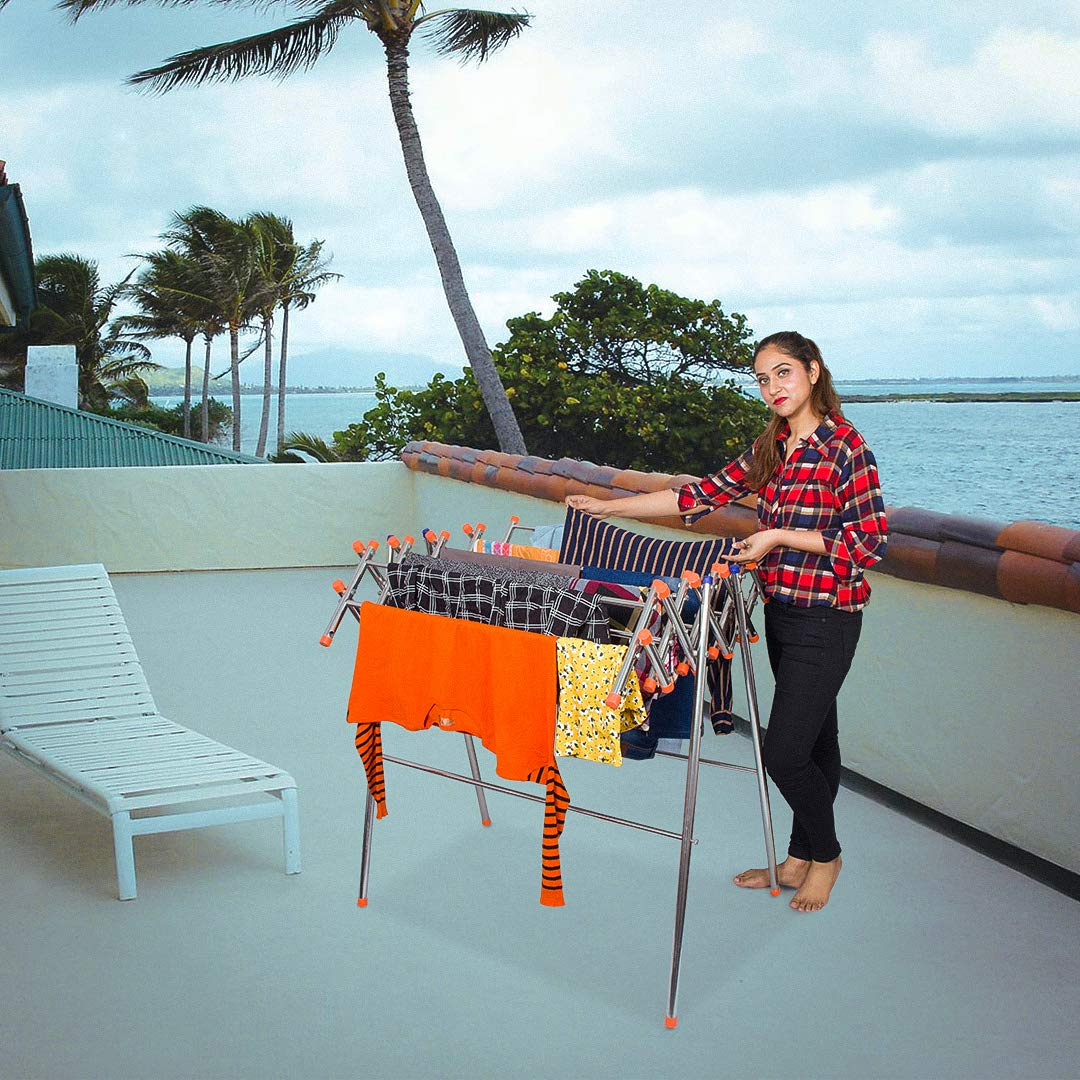 PARASNATH Lotus Stainless Steel Clothes Drying Stand - PARASNATH