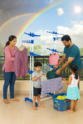 PARASNATH Prime Stainless Steel 2 Poll Clothes Drying Stand With Breaking Wheel System- Blue - PARASNATH