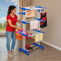 PARASNATH Prime Stainless Steel 2 Poll Clothes Drying Stand With Breaking Wheel System- Blue - PARASNATH