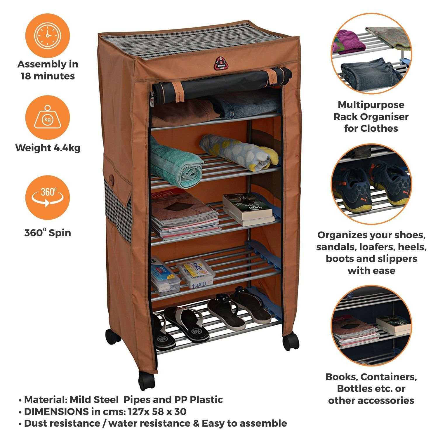 PARASNATH Trendy Cloth Shoe Rack with 5 Shelves - PARASNATH