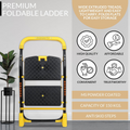 Parasnath 2 Step Yellow Diamond Mild Steel Foldable Ladder for Home - Wide Anti Skid Plastic Step Ladder for Extra Gripping 2.3 FT Ladder - Made in India - PARASNATH