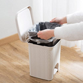 PARASNATH Rattan Design (Off-White Colour) Pedal Dustbin 11Litre Modern Light-weight Dustbin for Home and Office Off White Colour - Made In India - Size 10 inchX10 inchX13 inch - PARASNATH