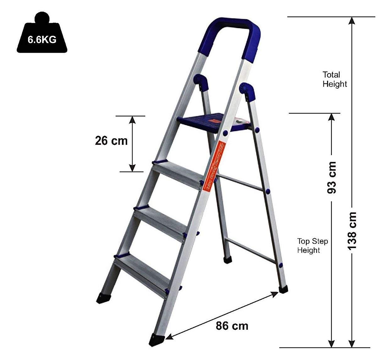 PARASNATH Aluminium Blue Heavy Folding Ladder 4 Step 4.2 Ft 